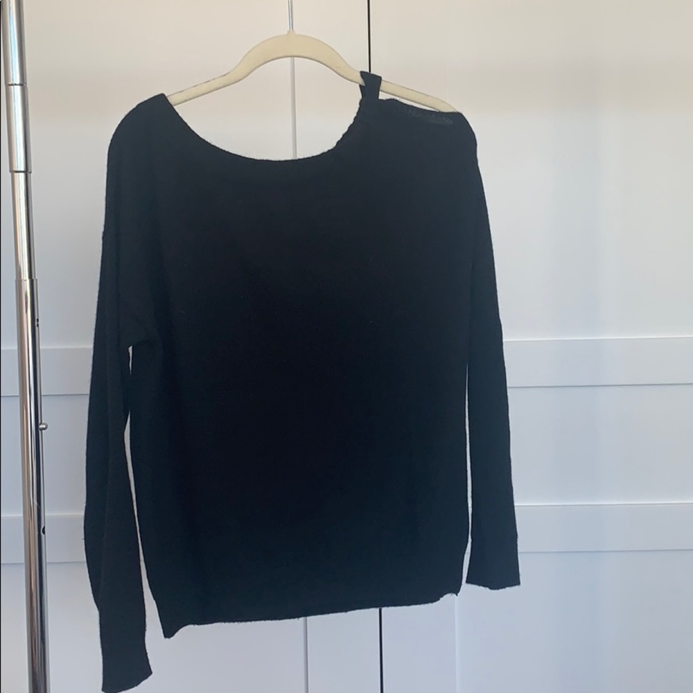 Vince Cashmere Black Off-the-Shoulder Sweater